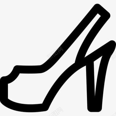 高跟鞋时尚线性鞋图标图标