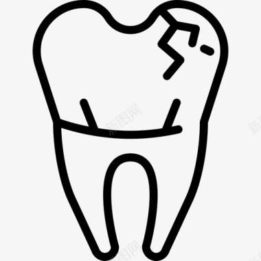 破裂的牙齿医疗牙科工具和牙齿图标图标
