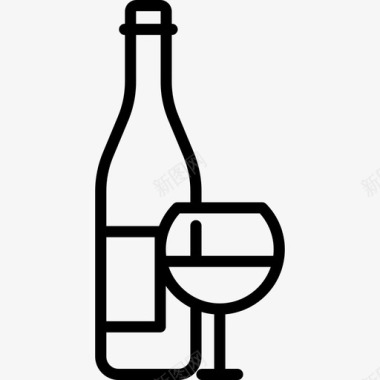 葡萄酒感恩节系列工艺线性图标图标