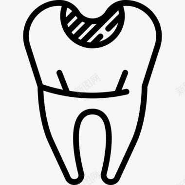 有洞的牙齿医疗牙科工具和牙齿图标图标