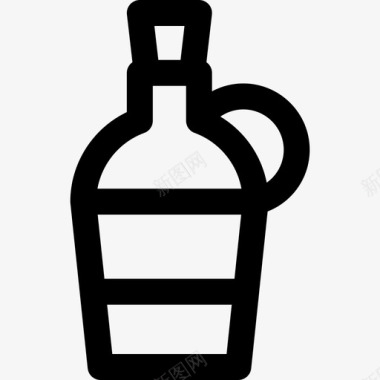 旧瓶子酒吧玻璃杯和瓶子直线型图标图标