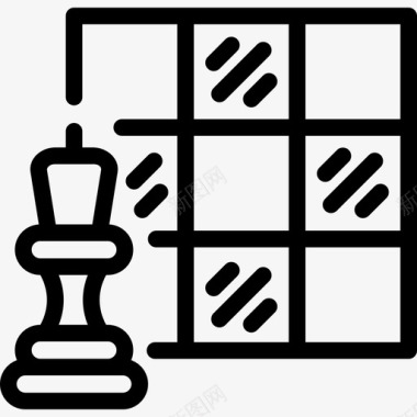 国际象棋棋盘游戏线直线图标图标