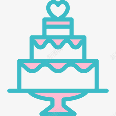 婚礼蛋糕食物线性婚礼元素图标图标