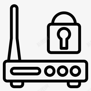 锁定路由器黑客安全图标图标