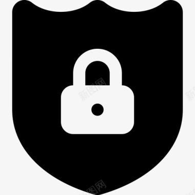 带锁安全网络和应用程序界面的防护罩图标图标
