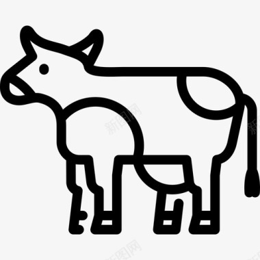 奶牛养殖线工艺线性图标图标