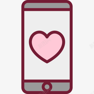 智能手机线性彩色情人节套装浅圆形图标图标