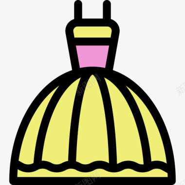 婚纱时尚线性颜色爱情套装图标图标