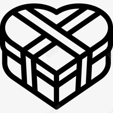 心形礼品盒形状圣瓦伦丁节直线形图标图标