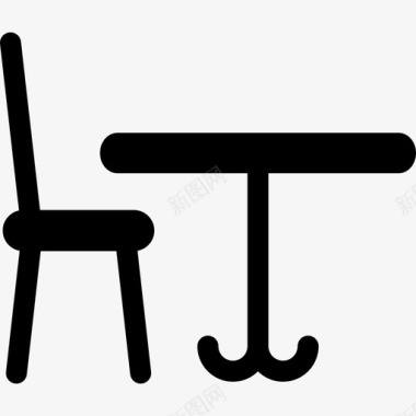 带椅子的桌子家具填充图标图标