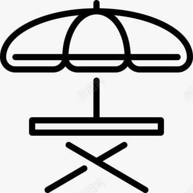 桌子和太阳伞烧烤线工艺直线型图标图标