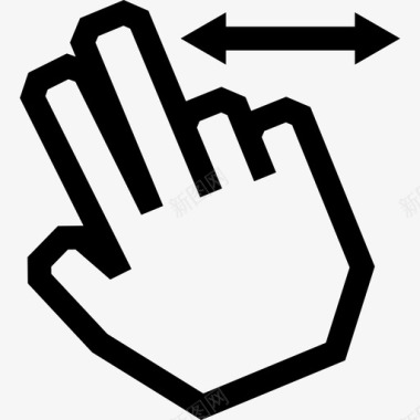 两个手指水平滑动触摸手势轮廓图标图标