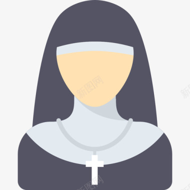 修女坚实的职业化身平坦图标图标