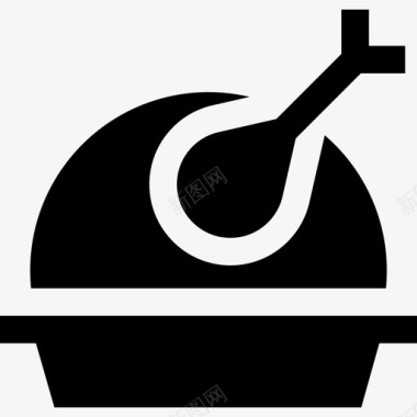 烤鸡固体食物和餐厅元素填充图标图标
