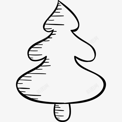 圣诞树圣诞手绘黑色图标svg_新图网 https://ixintu.com 圣诞手绘 圣诞树 黑色