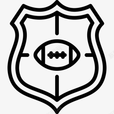 美国足球队徽章形状美式足球直线图标图标