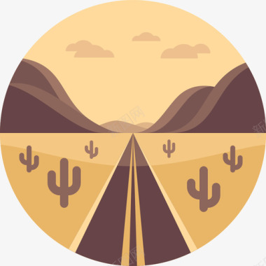 沙漠景观收集平坦图标图标