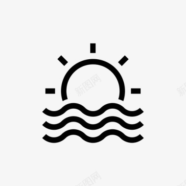 日落水上海滩图标图标