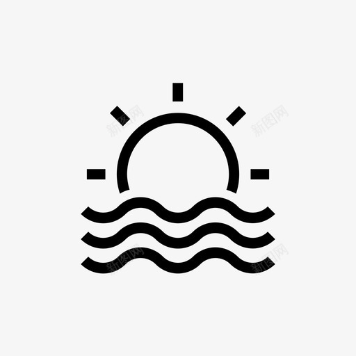 日落水上海滩图标svg_新图网 https://ixintu.com 日出 日落 水上 海洋 海滩