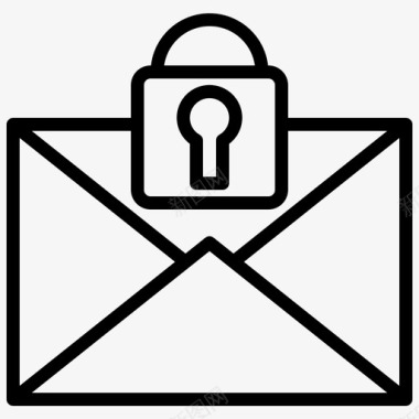 锁定电子邮件黑客安全图标图标