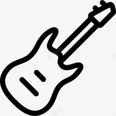 电吉他音乐和多媒体线性线性图标图标