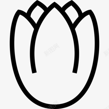 郁金香花和叶线形图标图标