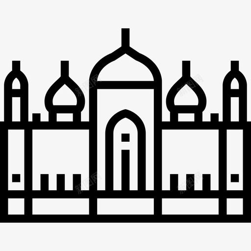 巴德沙希清真寺地标性建筑线性图标svg_新图网 https://ixintu.com 地标性建筑 巴德沙希清真寺 线性