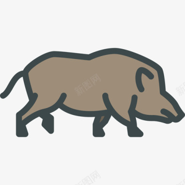 野猪森林动物3线形颜色图标图标