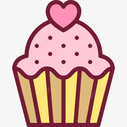 纸杯蛋糕线形彩色情人节套装浅圆形图标svg_新图网 https://ixintu.com 浅圆形 纸杯蛋糕 线形彩色情人节套装