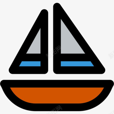 帆船休闲汇编线条色彩图标图标