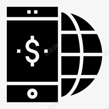货币应用程序全球移动图标图标
