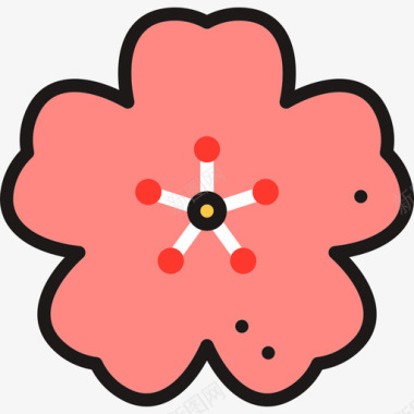樱花日本线形颜色图标图标