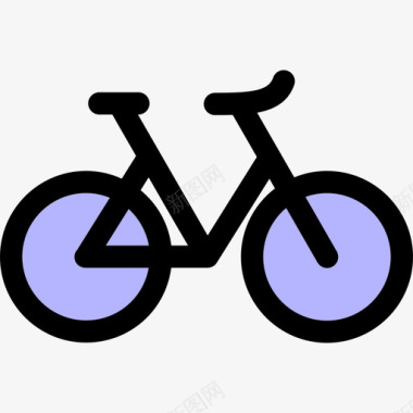 自行车交通工具线性彩色健身元素图标图标