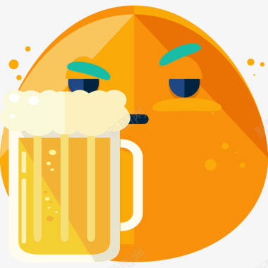啤酒表情符号2平淡图标图标