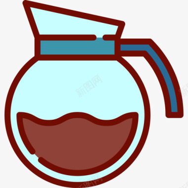 咖啡壶咖啡店3线性颜色图标图标