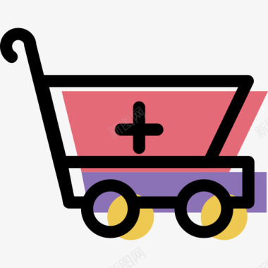 购物车购物和电子商务套装颜色图标图标