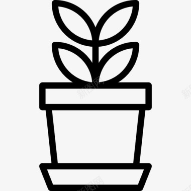 植物线性家庭元素线性图标图标