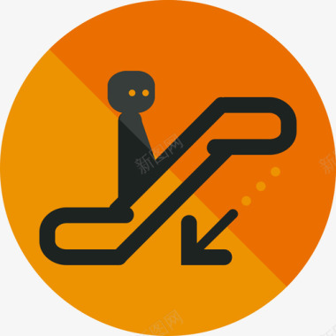 自动扶梯机场标志圆形平面图标图标