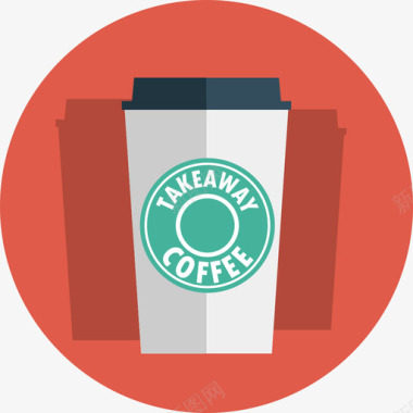 咖啡杯食品饮料扁平圆形图标图标