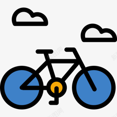 自行车暑假颜色和笔划线颜色图标图标