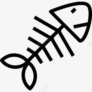 鱼骨厨房元素线性图标图标