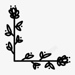 传统角花花和叶角花叶图标高清图片