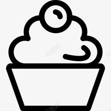 纸杯蛋糕饮料和食品收集直系图标图标