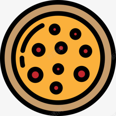披萨食品和餐厅大包装颜色线性颜色图标图标