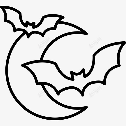 蝙蝠和月亮动物万圣节图标svg_新图网 https://ixintu.com 万圣节 动物 蝙蝠和月亮