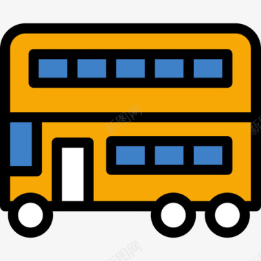 巴士暑假颜色线条颜色图标图标