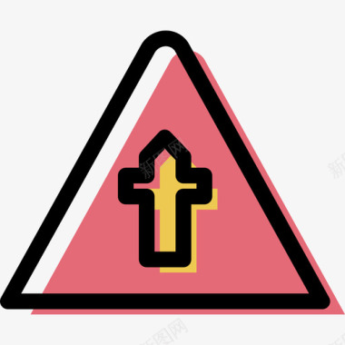 十字路口交通标志收集颜色图标图标