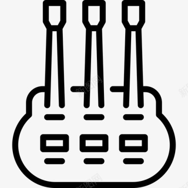 多颈吉他乐器2线状图标图标
