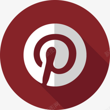 Pinterest社交媒体图标扁平图标