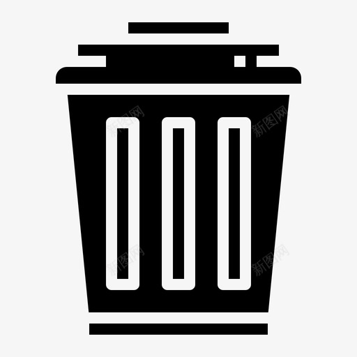 垃圾桶垃圾金属图标svg_新图网 https://ixintu.com 回收 垃圾 垃圾桶 清洁黑色 金属